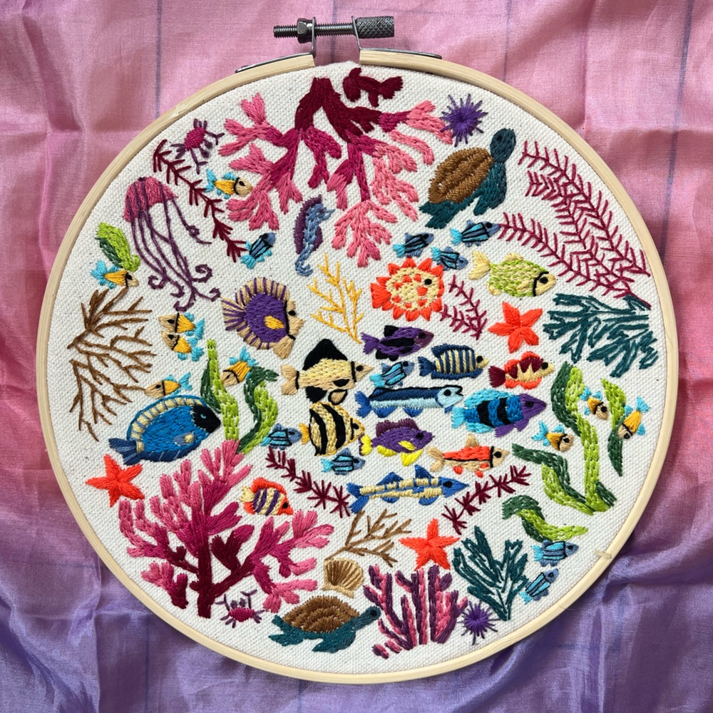 Hand Embroidery Wall Art-Fish!